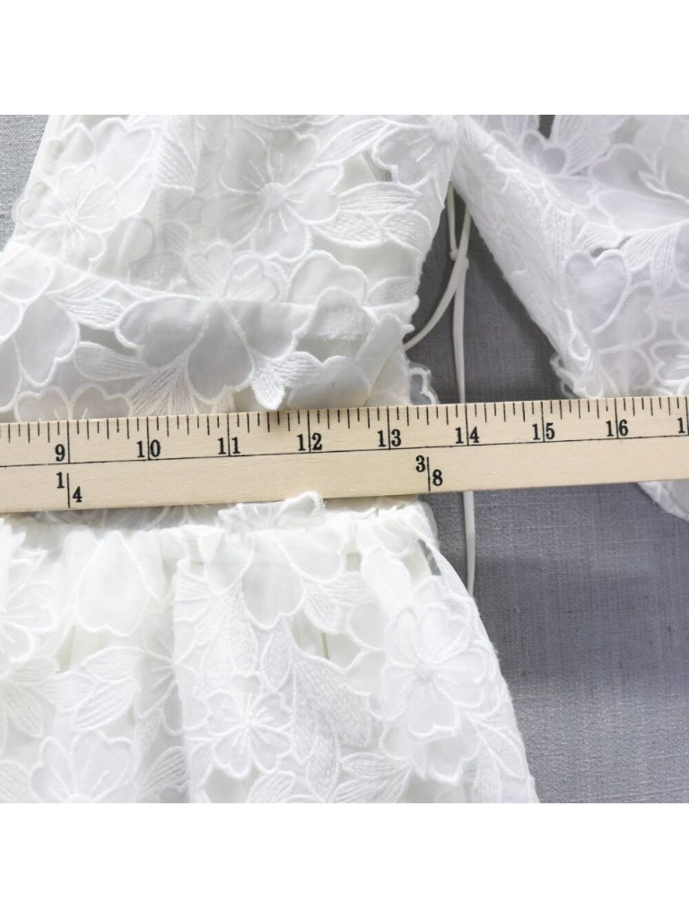 For Love & Lemons Leighton 3D White Lace Mini Dress Medium Bride Event Boho - Picture 13 of 16